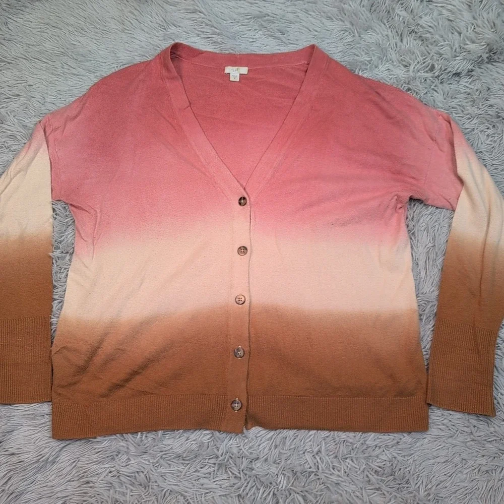 J. Jill‎ Sweater Womens M Cardigan Button Up Ombre Lightweight Soft Comfort